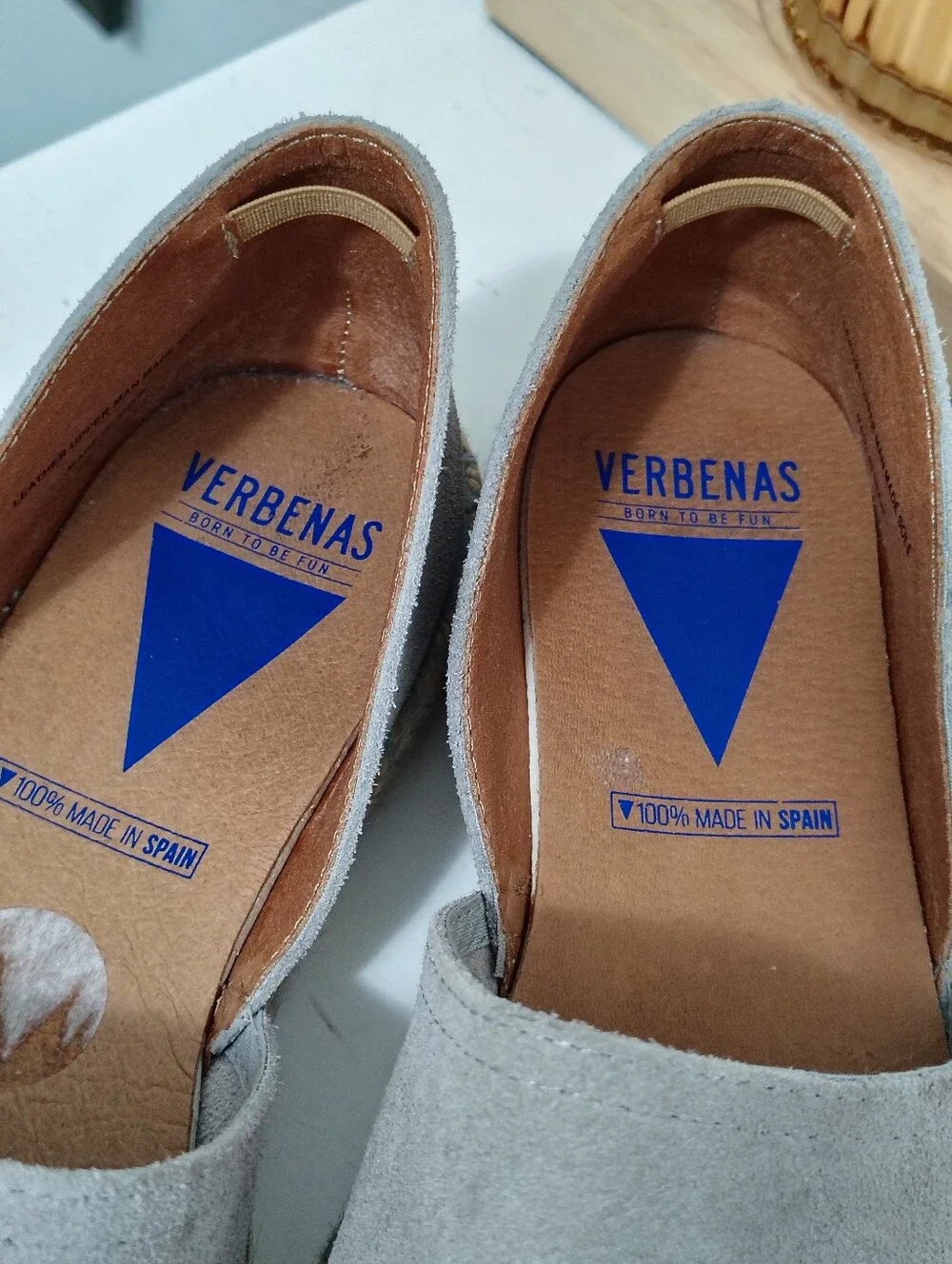 VERBENAS CARMEN ESPADRILLES FLATS Gray Suede Casual Slip-On Shoes Made In Spain